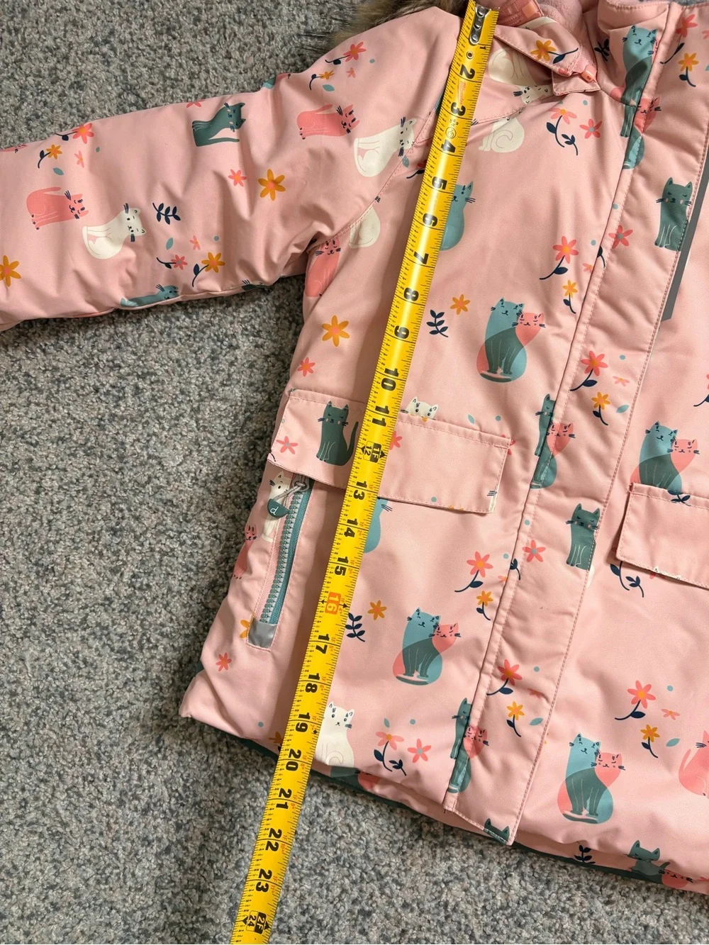 Children’s Girls Deux par Deux Winter Snow Jacket Printed Novelty Cats Sz 6